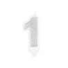 BOUGIE CHIFFRE 1 PAILLETTE ARGENT 7 CM