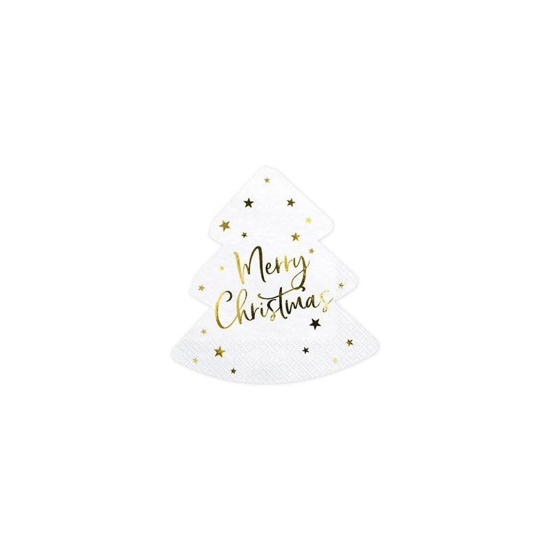 20 SERVIETTES BLANCHE SAPIN DE NOEL MERRY CHRISTMAS OR 16 X 16 CM 20 SERVIETTES BLANCHE SAPIN DE NOEL MERRY CHRISTMAS OR 16 X 16 CM
