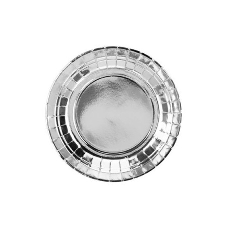 6 ASSIETTES CARTON ARGENT 18 CM