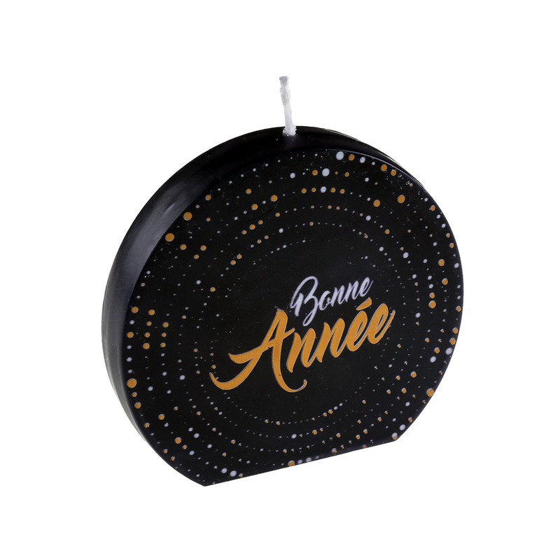 BOUGIE NOIR ET OR BONNE ANNEE 10 X 1.5 X 10 CM BOUGIE NOIR ET OR BONNE ANNEE 10 X 1.5 X 10 CM