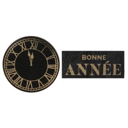 DECORATION A PARSEMER NOIR ET OR BONNE ANNEE 