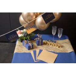 LETTRES BONNE ANNEE BLEU MARINE ET OR 25 x 4 x 9 CM EN BOIS