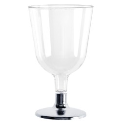 6 VERRES A PIED ARGENT BRILLANT DIAM 6.5 X 11 CM