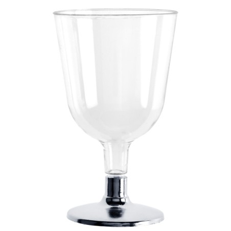 6 VERRES A PIED ARGENT BRILLANT DIAM 6.5 X 11 CM