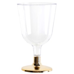6 VERRES A PIED OR BRILLANT DIAM 6.5 X 11 CM
