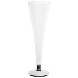 6 FLUTES A CHAMPAGNE ARGENT BRILLANT DIAM 5.2 X 17.5 CM