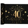 CHEMIN DE TABLE 40  ANS NOIR ET OR 30 CM X 5 M 