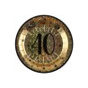 10 ASSIETTES ROND ETINCELANT METAL OR 40 ANS NOIR 