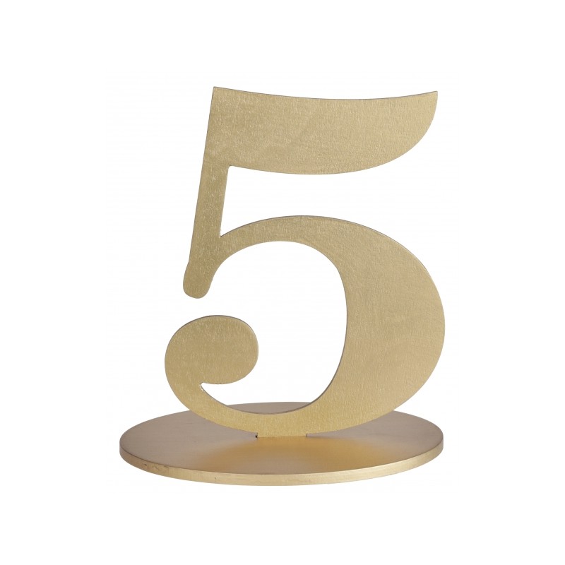 MARQUE TABLE CHIFFRE 5 METALLISE OR 14 x 9.5 x 17 CM MARQUE TABLE CHIFFRE 5 METALLISE OR 14 x 9.5 x 17 CM