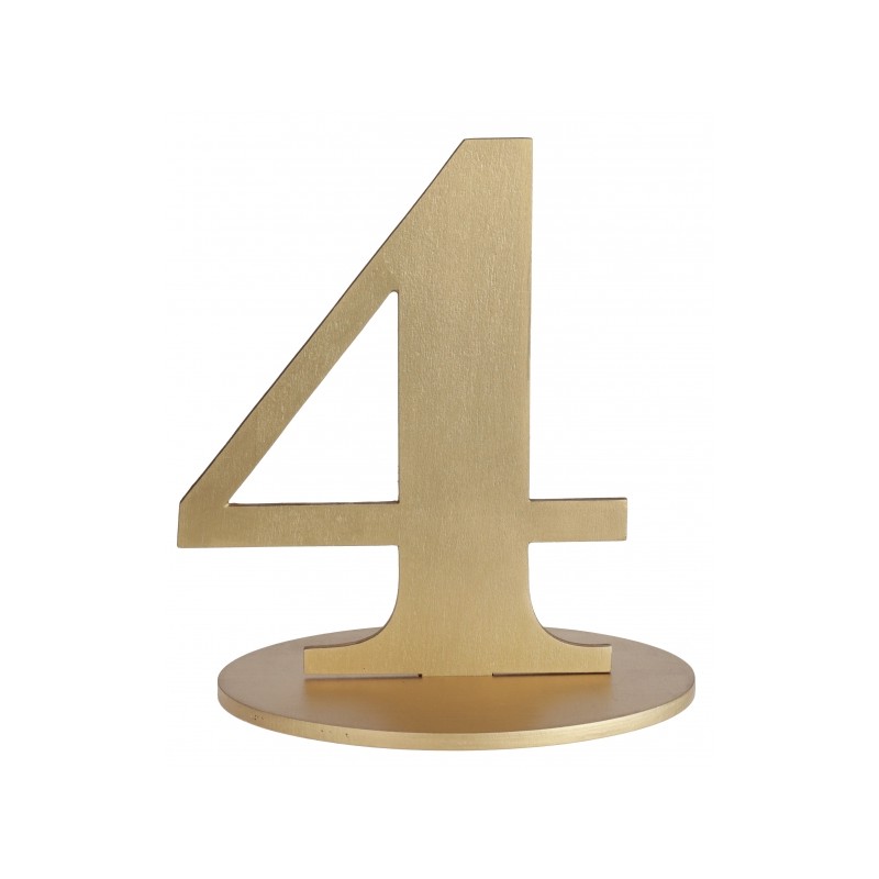 MARQUE TABLE CHIFFRE 4 METALLISE OR 14 x 9.5 x 17 CM MARQUE TABLE CHIFFRE 4 METALLISE OR 14 x 9.5 x 17 CM