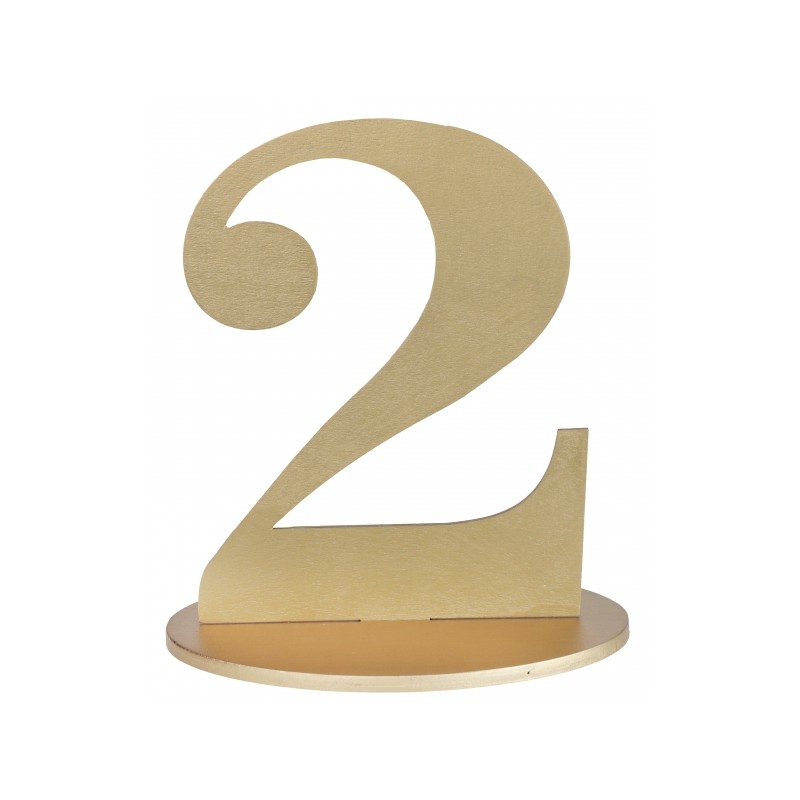 MARQUE TABLE CHIFFRE 2 METALLISE OR 14 x 9.5 x 17 CM MARQUE TABLE CHIFFRE 2 METALLISE OR 14 x 9.5 x 17 CM