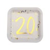 10 ASSIETTES 20 ANS OR ET BLANC 23 CM