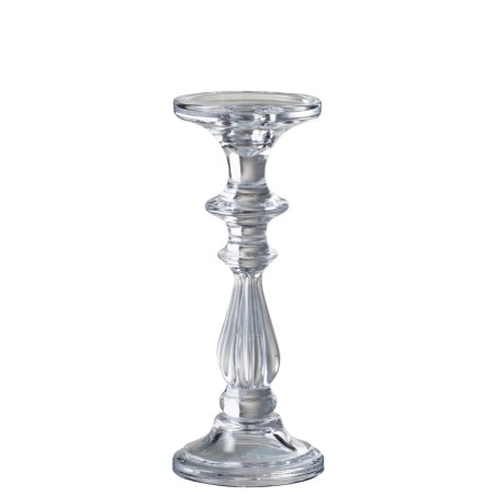 BOUGEOIR VERRE TRANSPARENT 2 EN 1 CHANDELIER ET PILIER 10 X 21 CM 
