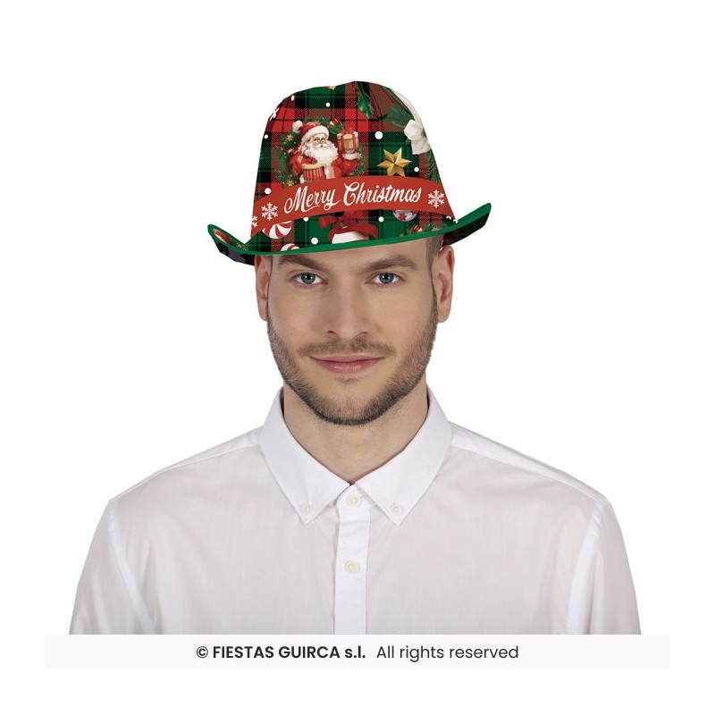 CHAPEAU DE NOEL GANGSTER VERT IMPRIME PERE NOEL BOULES ET CANDY CHAPEAU DE NOEL GANGSTER VERT IMPRIME PERE NOEL BOULES ET CANDY