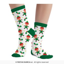 CHAUSSETTES THEME NOEL LUTINS DE NOEL SUR FOND BLANC TAILLE 37 - 41