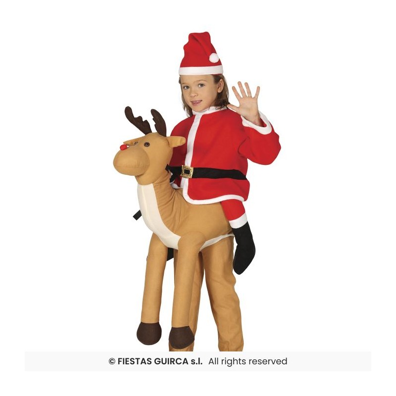 DEGUISEMENT PERE NOEL A DOS DE RENNE TAILLE 7-9 ANS