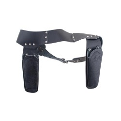 DOUBLE HOLSTER NOIR WESTERN ADULTE