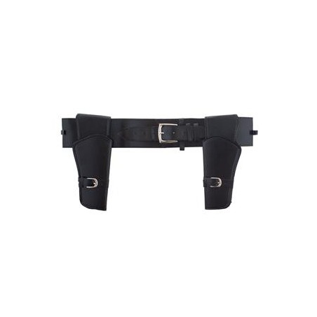 DOUBLE HOLSTER NOIR WESTERN ADULTE