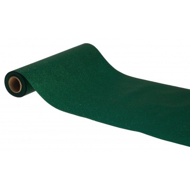 CHEMIN DE TABLE VERT SAPIN PAILLETTE 30 CM X 5M 