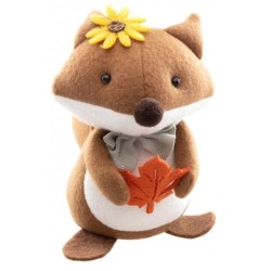 DECORATION RENARD BRUN EN TISSU 11 CM X 10 CM