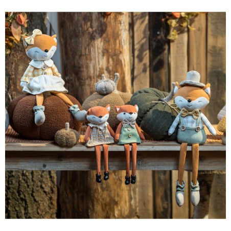 RENARD ASSIS TISSU VICHY - 2 MOD ASS FILLE GARCON 6CM X 10CM X 27CM HT