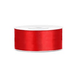 RUBAN SATIN ROUGE  25 M X 25 MM