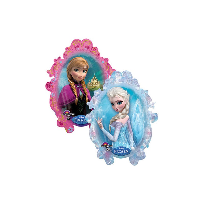 BALLON METALLIQUE MIROIR REINE DES NEIGES ANNA ET ELSA 63 X 78 CM BALLON METALLIQUE MIROIR REINE DES NEIGES ANNA ET ELSA 63 X 78 CM