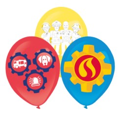 6 BALLONS LATEX SAM LE POMPIER 27 CM