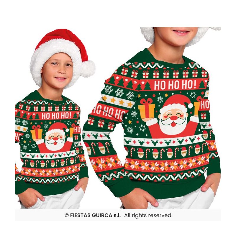 DEGUISEMENT PULL DE NOEL ROUGE ET VERT PERE NOEL TAILLE 10-12 ANS DEGUISEMENT PULL DE NOEL ROUGE ET VERT PERE NOEL TAILLE 10-12 ANS