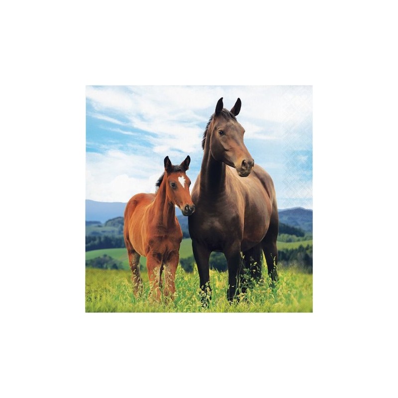 16 SERVIETTES CHEVAL 33 X 33 CM 16 SERVIETTES CHEVAL 33 X 33 CM