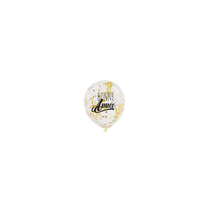 3 BALLONS TRANSPARENTS CONFETTIS OR BONNE ANNEE 3 BALLONS TRANSPARENTS CONFETTIS OR BONNE ANNEE