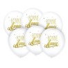 6 BALLONS BLANC BONNE ANNEE OR 30 CM