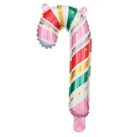5 BALLONS METALLIQUES CANDY CANNE MULTICOLORE 14 X 31 CM