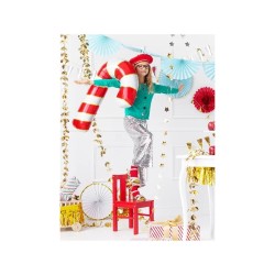 BALLON METALLIQUE CANDY CANNE ROUGE ET BLANC 50 X 82 CM