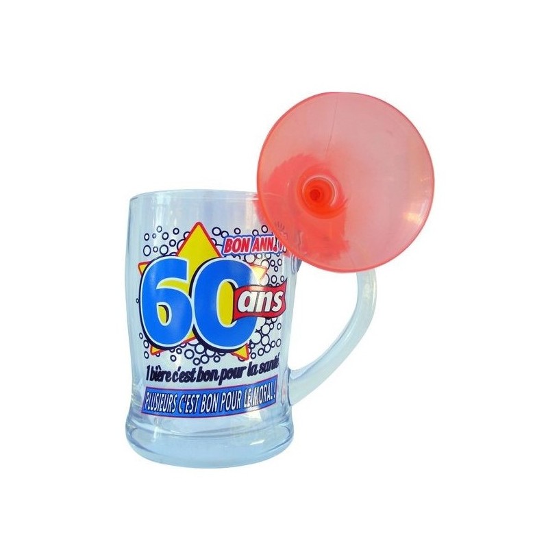 CHOPE A BIERE TROMPETTE ANNIVERSAIRE 60 ANS 