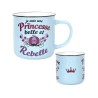 MUG COULEUR BLEU JE SUIS UNE PRINCESSE BELLE ET REBELLE