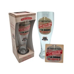VERRE A BIERE + SOUS VERRE SAVOIR CEDER A LA PRESSION ET LA BOIRE DE SUITE