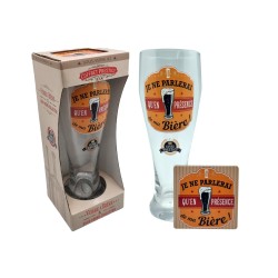 VERRE A BIERE + SOUS VERRE JE NE PARLERAI QU'EN PRESENCE DE MA BIERE