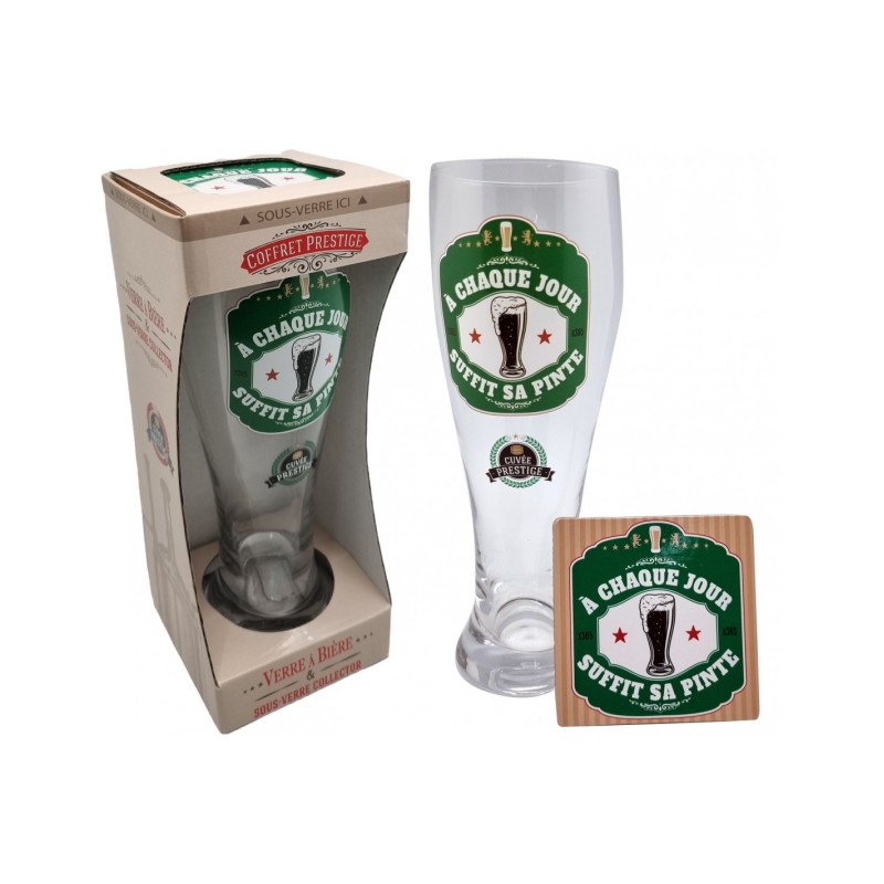 VERRE A BIERE + SOUS VERRE A CHAQUE JOUR SUFFIT SA PINTE VERRE A BIERE + SOUS VERRE A CHAQUE JOUR SUFFIT SA PINTE