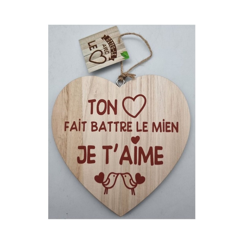 COEUR DECO EN BOIS TON COEUR FAIT BATTRE LE MIEN JE T'AIME COEUR DECO EN BOIS TON COEUR FAIT BATTRE LE MIEN JE T'AIME