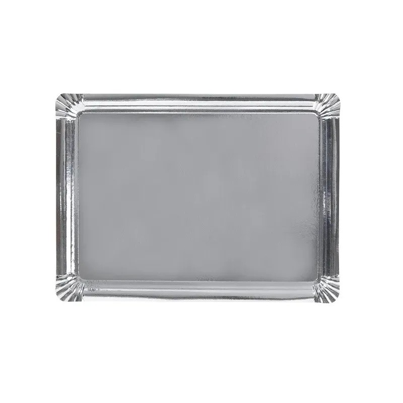 10 PLATEAU TRAITEUR CARTON ARGENT 34 X 45.5 CM 10 PLATEAU TRAITEUR CARTON ARGENT 34 X 45.5 CM