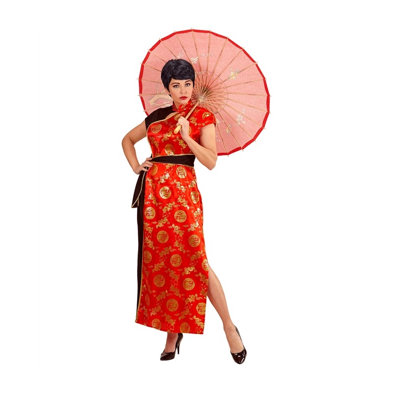 DEGUISEMENT CHINOISE ROBE ROUGE ET NOIR TAILLE L