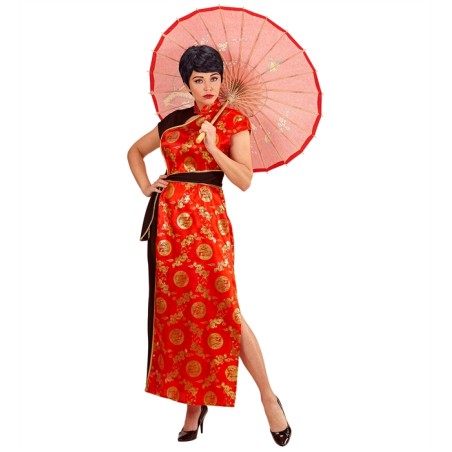 DEGUISEMENT CHINOISE ROBE ROUGE ET NOIR TAILLE L