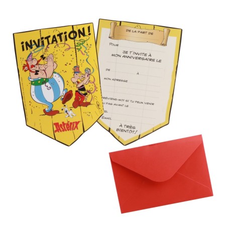 8 CARTONS INVITATION + ENVELOPPES ASTERIX® 10CM X 14.8CM