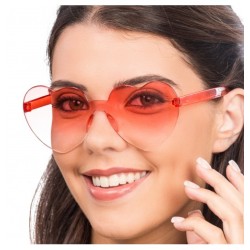 LUNETTES PLASTIQUE FORME COEUR VERRES FUMES ROUGE 14CM X 14CM X 5.5CM