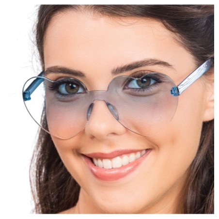LUNETTES PLASTIQUE FORME COEUR VERRES FUMES BLEUS 14CM X 14CM X 5.5CM