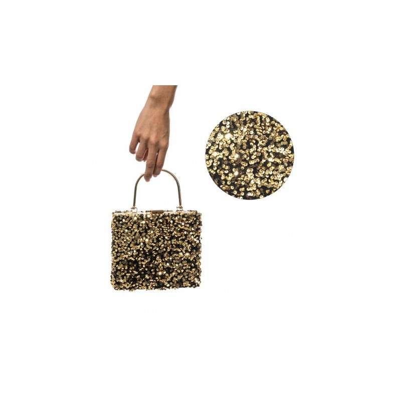 SAC VELOURS NOIR ET SEQUINS OR 18CM X 4.5CM X 25CM SAC VELOURS NOIR ET SEQUINS OR 18CM X 4.5CM X 25CM