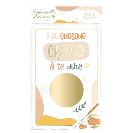 CARTE A GRATTER ANNONCE "LA FAMILLE S'AGRANDIE" POUR LES BABY SHOWER