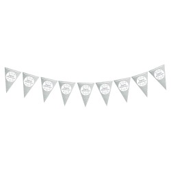 GUIRLANDE FANION JOYEUX ANNIVERSAIRE ARGENTEE 300 CM 