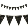 GUIRLANDE FANIONS JOYEUX ANNIVERSAIRE HAPPY PARTY NOIR ET OR 3 M